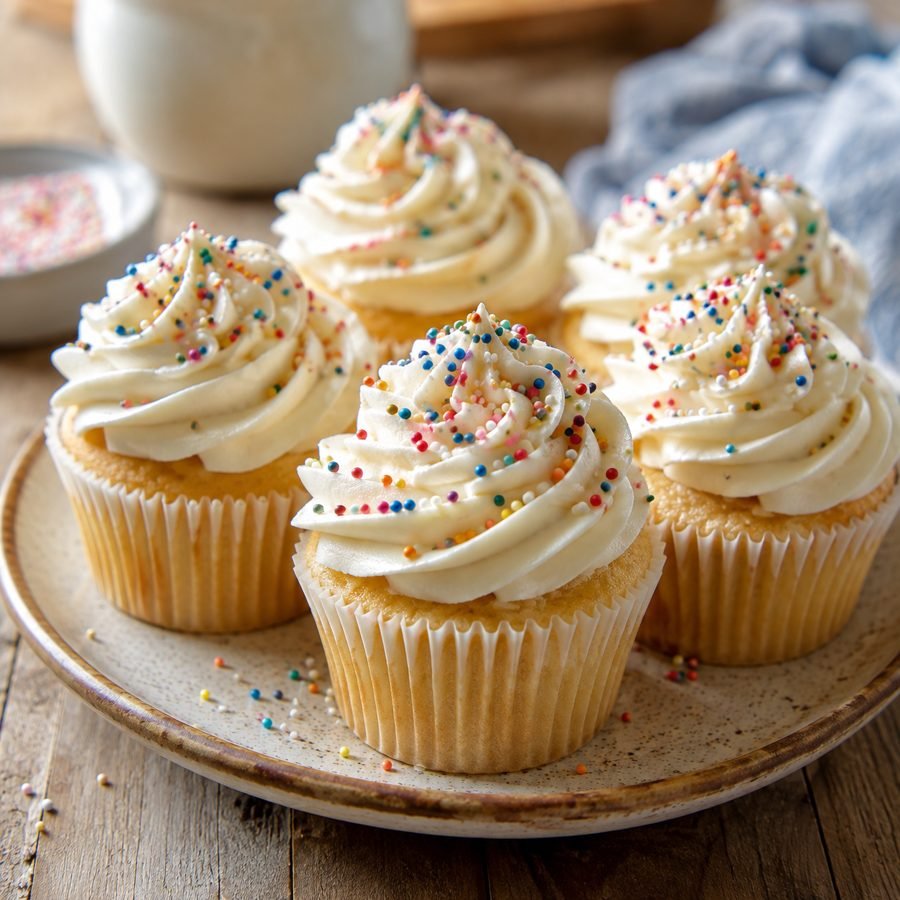 Vaniljcupcakes med Vispgrädde